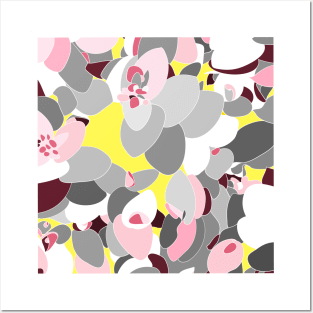 Decoorative floral pattern in yellow & white Posters and Art